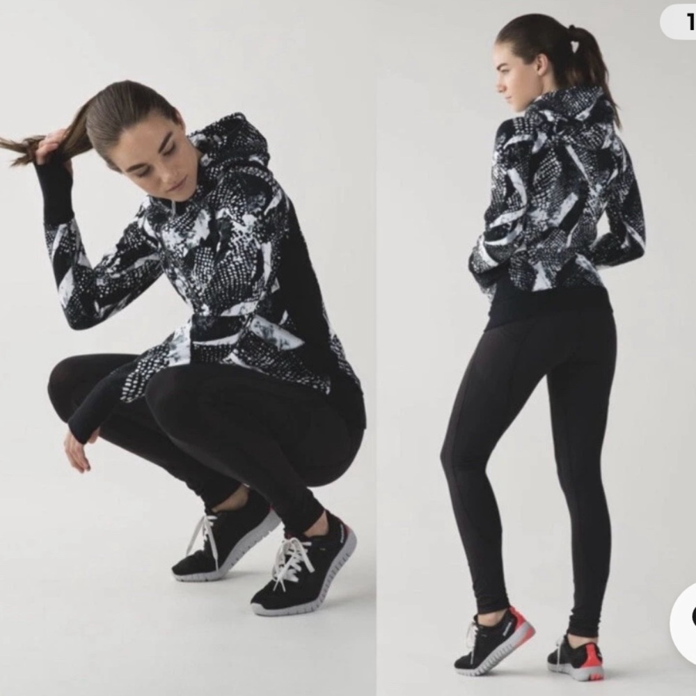 Lululemon Scuba Hoodie III in Static Mist White Black, Sz 6
